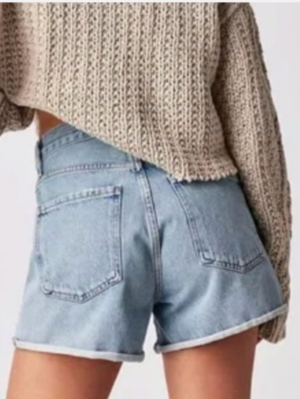 AGOLDE Dee High Rise Rolled Hem Denim Short Organic Cotton Size 28 - Picture 2 of 12